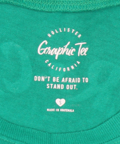 Womens UK Size S Hollister Green Cropped T-Shirt