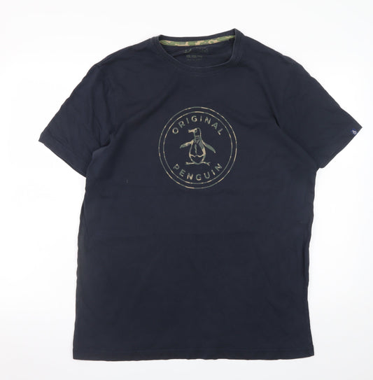 Original Penguin Men's Blue 2XL Graphic Logo Cotton T-Shirt