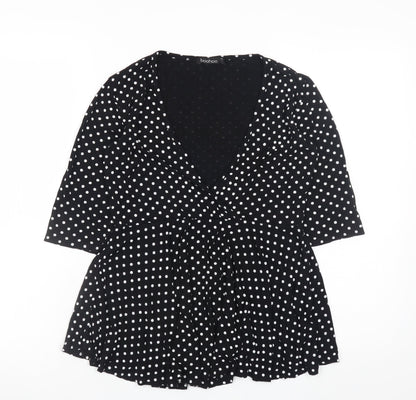 Womens UK Size 12 Boohoo Black Wrap Blouse
