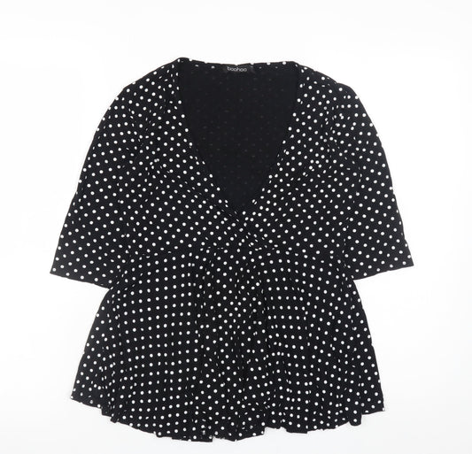 Womens UK Size 12 Boohoo Black Wrap Blouse