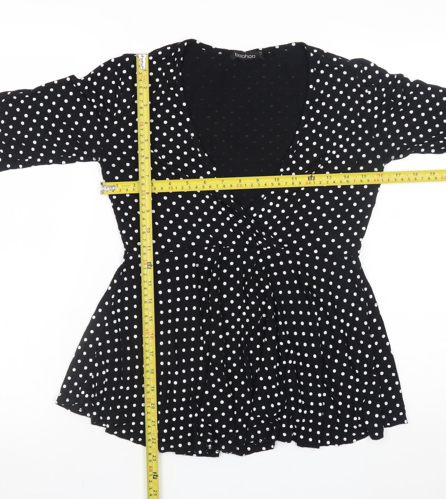 Womens UK Size 12 Boohoo Black Wrap Blouse