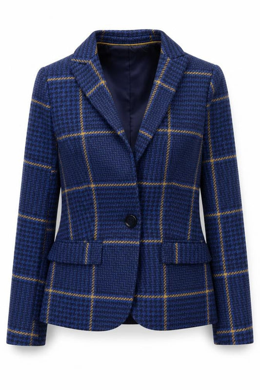 Next Petite Women's Blue Check Blazer Jacket Size 6