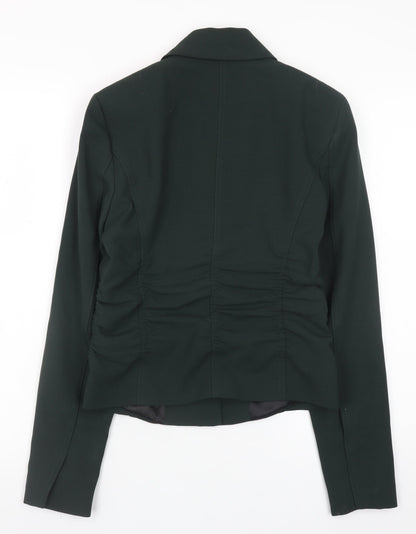 Zara Women Green Wool Blend Blazer XS Slim Fit Classic Style