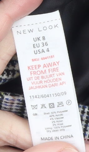 Womens UK Size 8 New Look Grey Overcoat