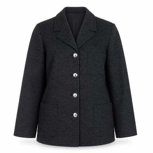 Wallis Women Black Wool Blend Blazer Jacket Size 12 Classic Mid-Length