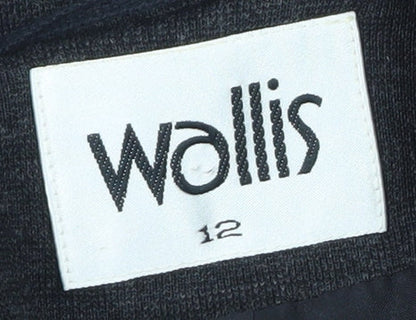 Wallis Women Black Wool Blend Blazer Jacket Size 12 Classic Mid-Length