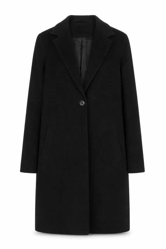 River Island Women’s Black Wool Blend Long Overcoat Size 6