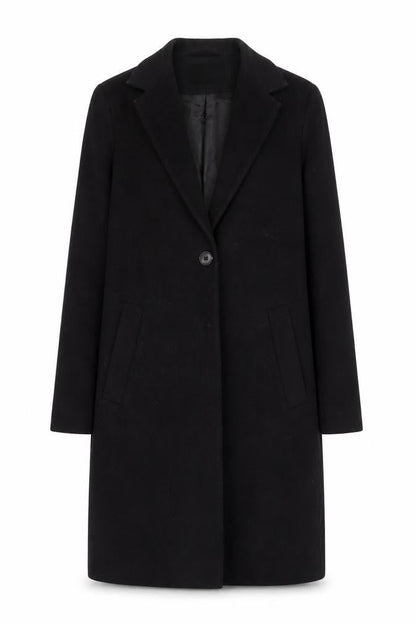 River Island Women’s Black Wool Blend Long Overcoat Size 6