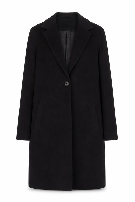 River Island Women’s Black Wool Blend Long Overcoat Size 6