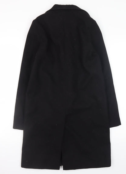 River Island Women’s Black Wool Blend Long Overcoat Size 6