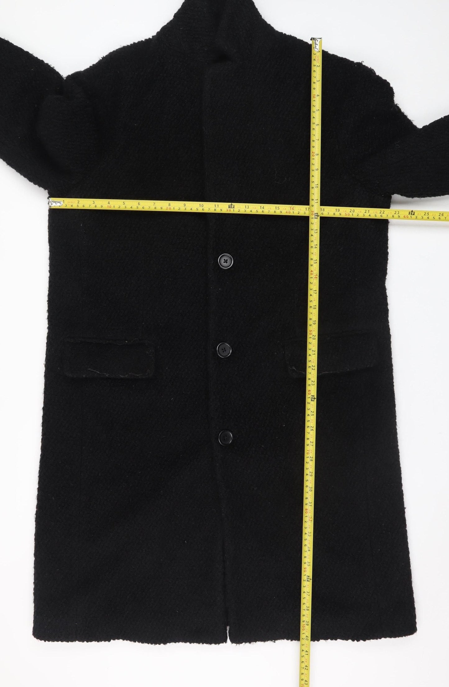 Mens UK Size L Zara Black Overcoat
