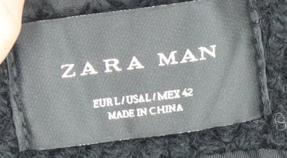 Mens UK Size L Zara Black Overcoat