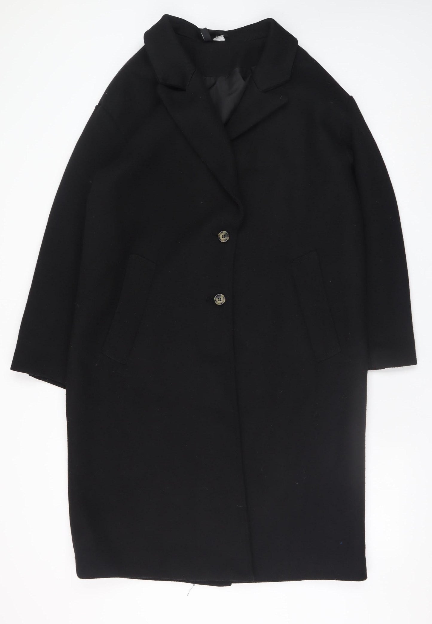 Womens UK Size 8 H&M Black Overcoat