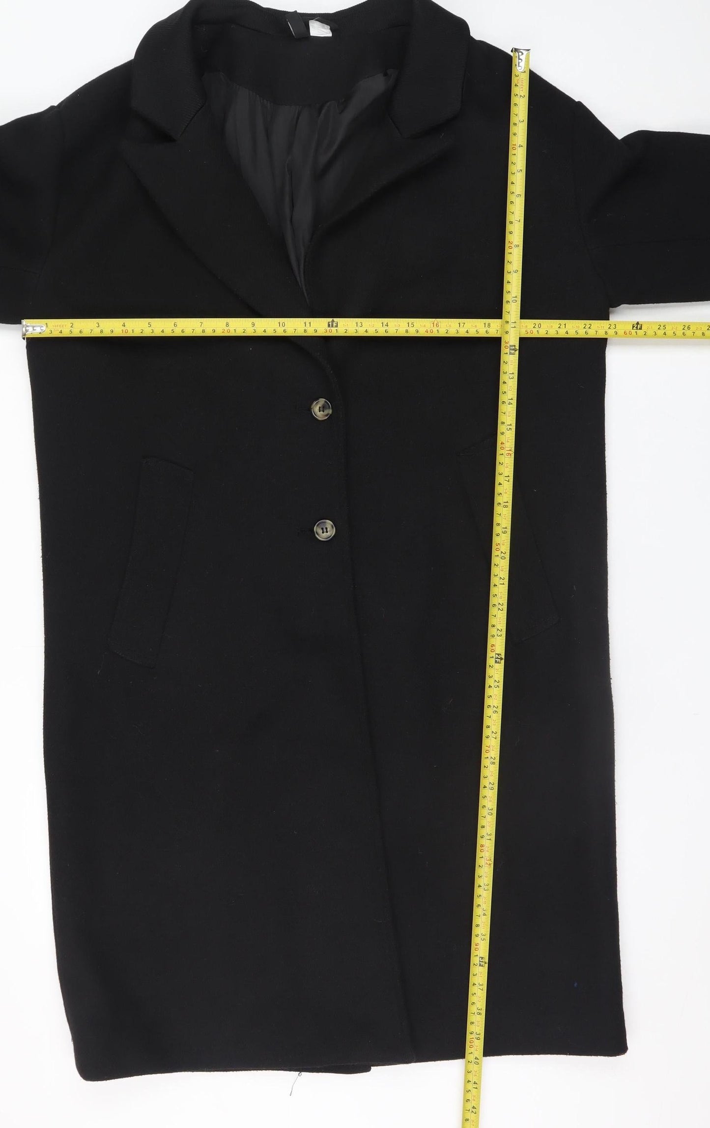 Womens UK Size 8 H&M Black Overcoat