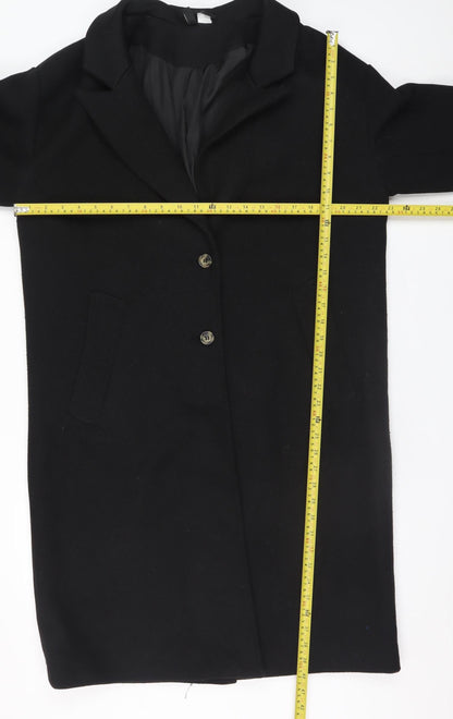 Womens UK Size 8 H&M Black Overcoat