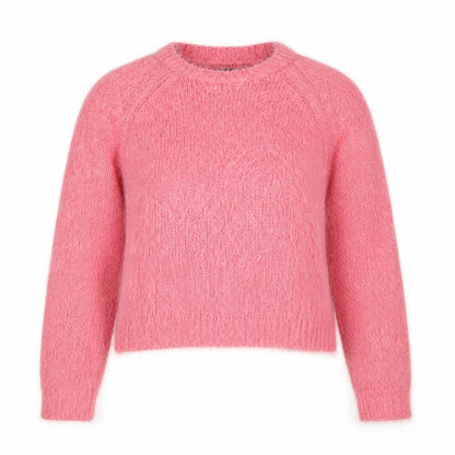 Topshop Women’s Pink Fuzzy Knit Crew Neck Jumper Size 10