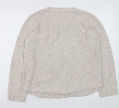 Marks and Spencer Women Beige Cable Knit Cotton Jumper Size 12
