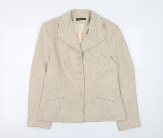Alex & Co Womens Beige Wool Blend Classic Blazer UK 14