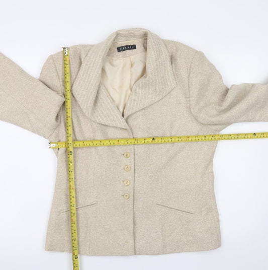 Alex & Co Womens Beige Wool Blend Classic Blazer UK 14