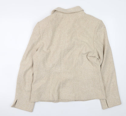 Alex & Co Womens Beige Wool Blend Classic Blazer UK 14