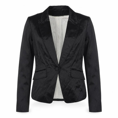 H&M Women's Black Satin Slim Fit Blazer Jacket Size 10