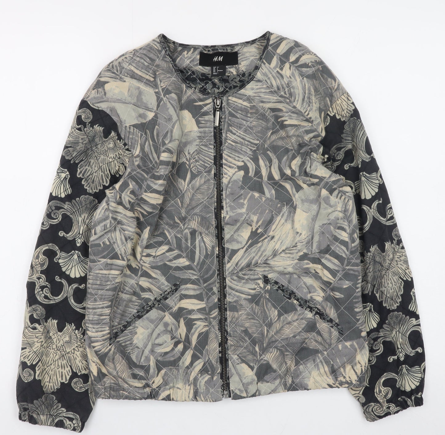 Womens UK Size 6 H&M Grey Bomber Jacket