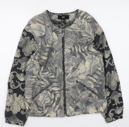 Womens UK Size 6 H&M Grey Bomber Jacket