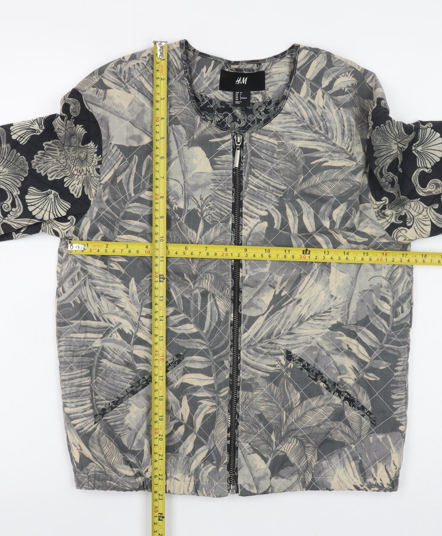 Womens UK Size 6 H&M Grey Bomber Jacket