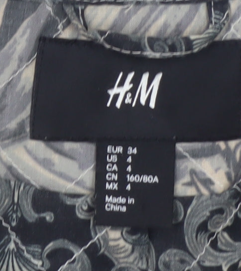 Womens UK Size 6 H&M Grey Bomber Jacket