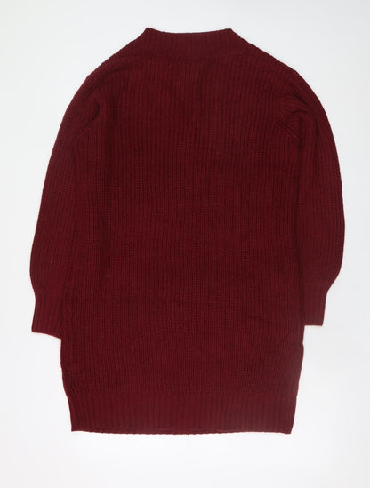 Threadbare Women’s Red Knit V-Neck Jumper Dress Size 10