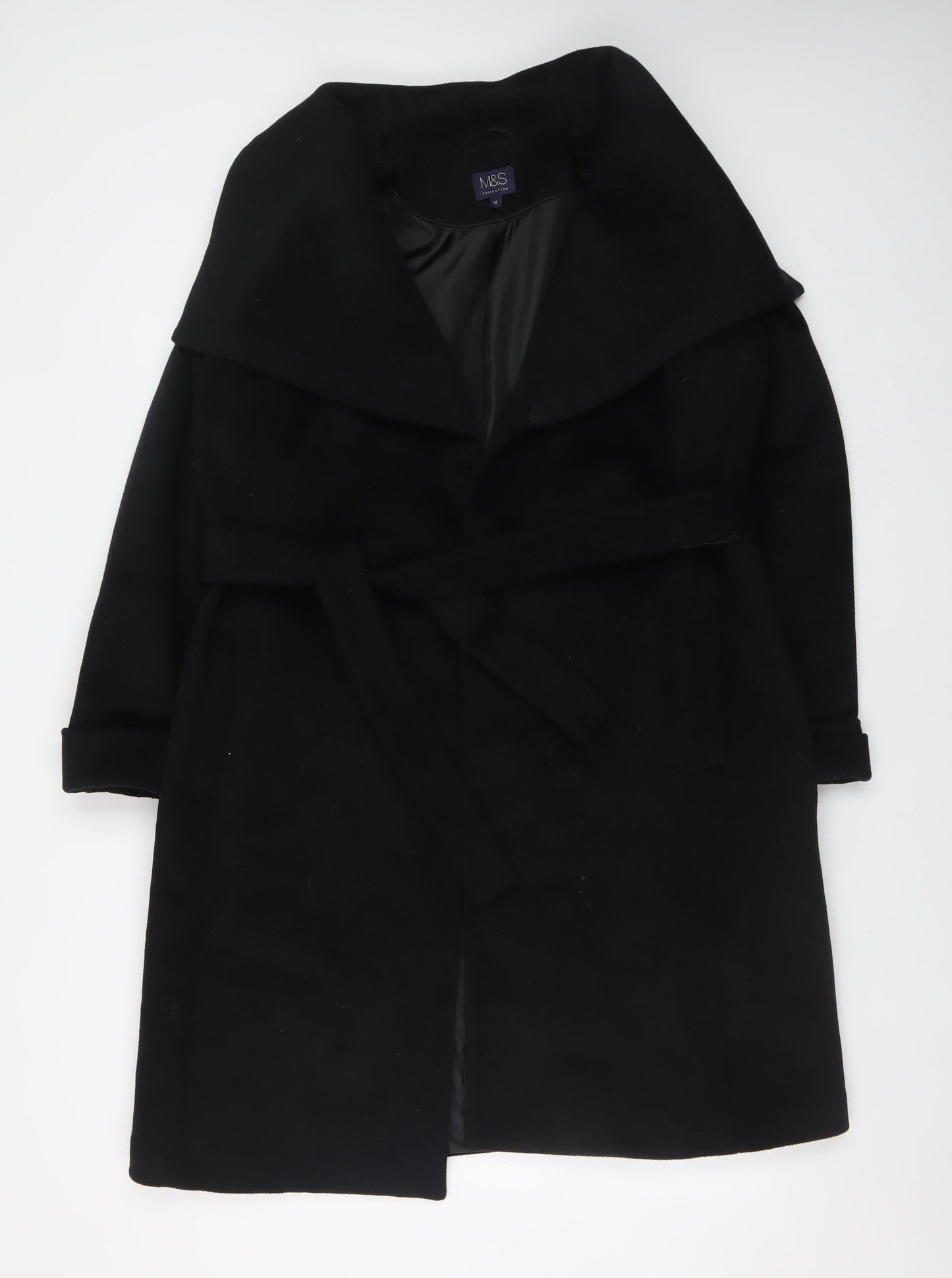 Womens UK Size 12 Marks and Spencer Black Trench Coat