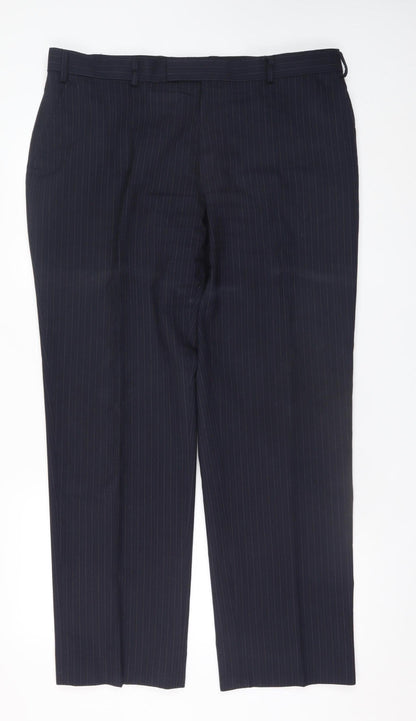 Mens UK Size 38S Jaeger Regular Fit Dress Pants Blue Trousers