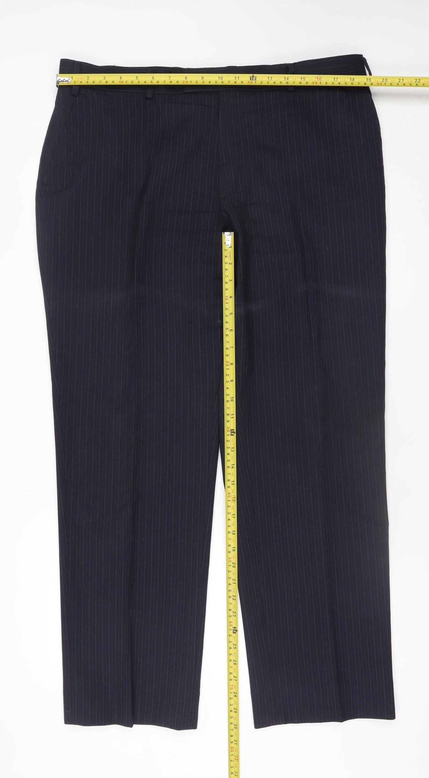 Mens UK Size 38S Jaeger Regular Fit Dress Pants Blue Trousers