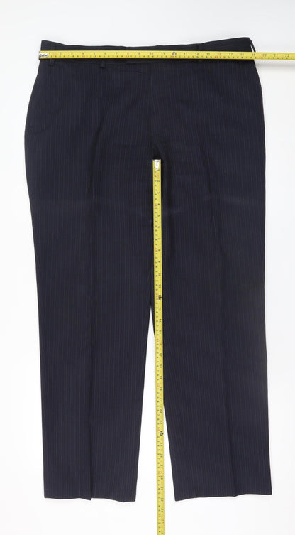 Mens UK Size 38S Jaeger Regular Fit Dress Pants Blue Trousers