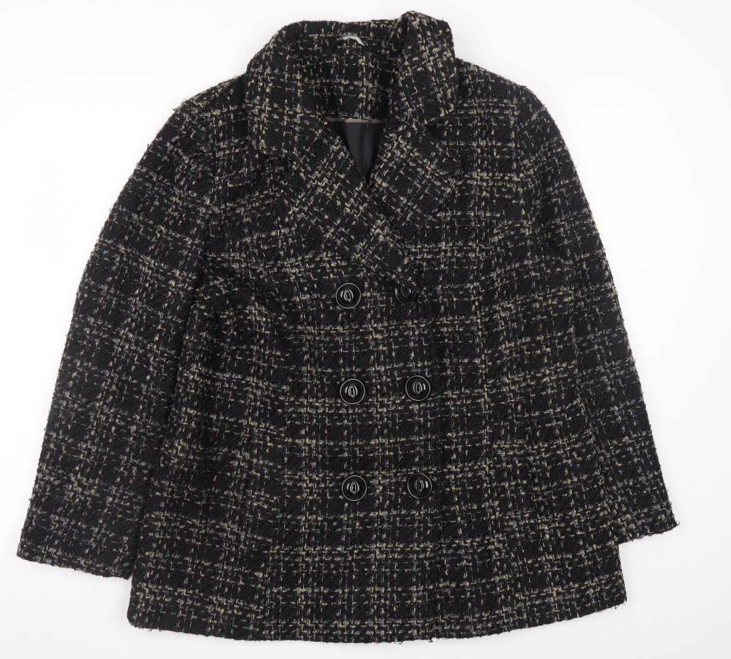 Womens UK Size 16 Bm Collection Black Pea Coat