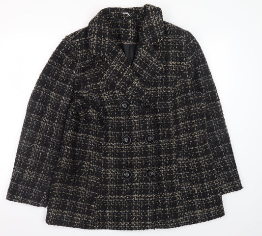 Womens UK Size 16 Bm Collection Black Pea Coat