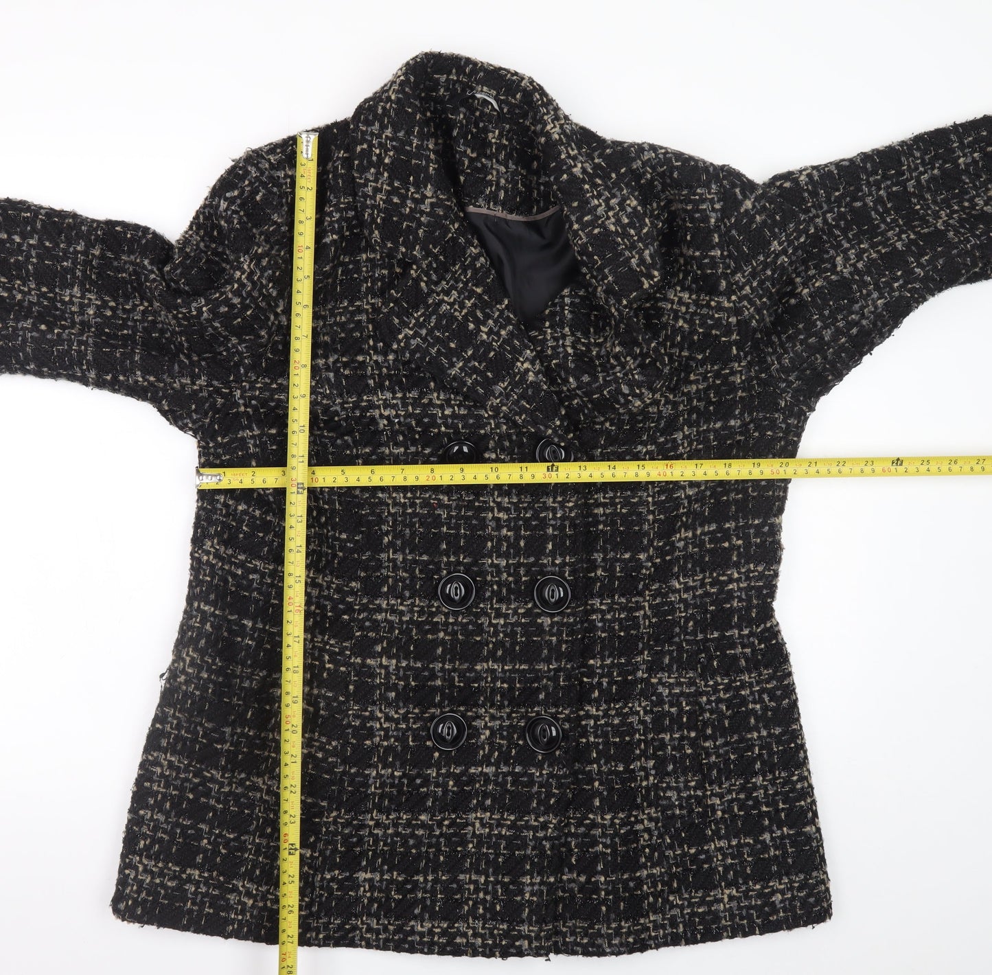 Womens UK Size 16 Bm Collection Black Pea Coat