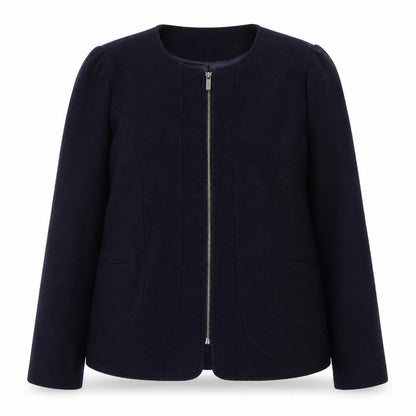 Gharani Strok Women Blue Wool Zip Jacket Size 16 Classic Style