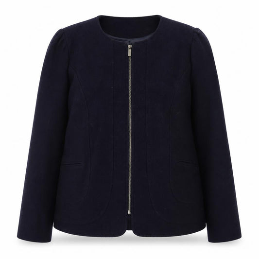 Gharani Strok Women Blue Wool Zip Jacket Size 16 Classic Style