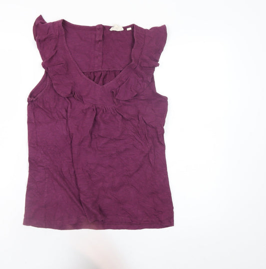 Womens UK Size 8 Fat Face Purple Tunic Blouse