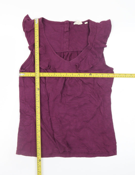 Womens UK Size 8 Fat Face Purple Tunic Blouse
