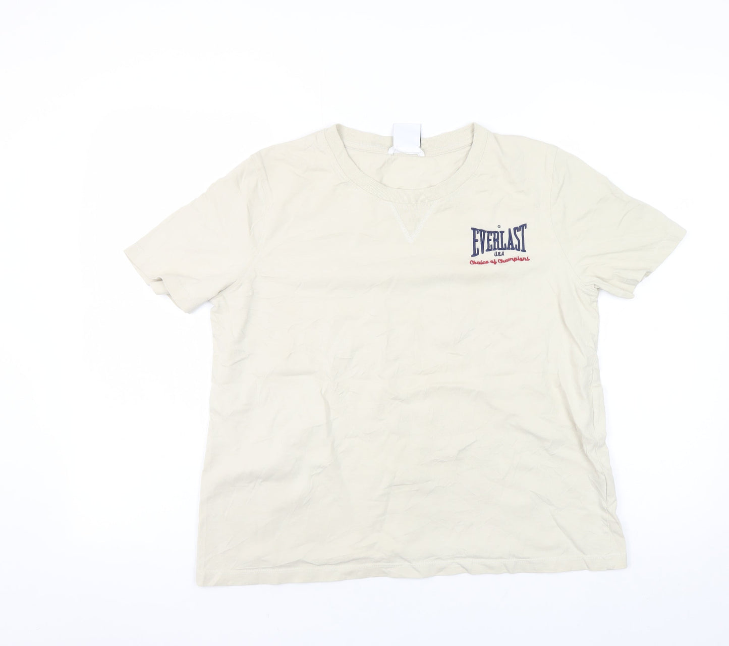 Everlast Women Beige Cotton Short Sleeve Basic T-Shirt M