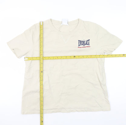 Everlast Women Beige Cotton Short Sleeve Basic T-Shirt M