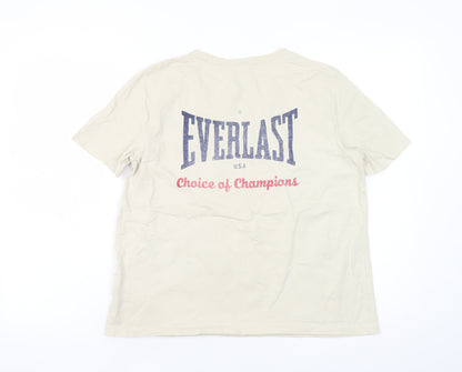 Everlast Women Beige Cotton Short Sleeve Basic T-Shirt M