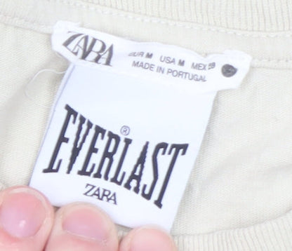 Everlast Women Beige Cotton Short Sleeve Basic T-Shirt M
