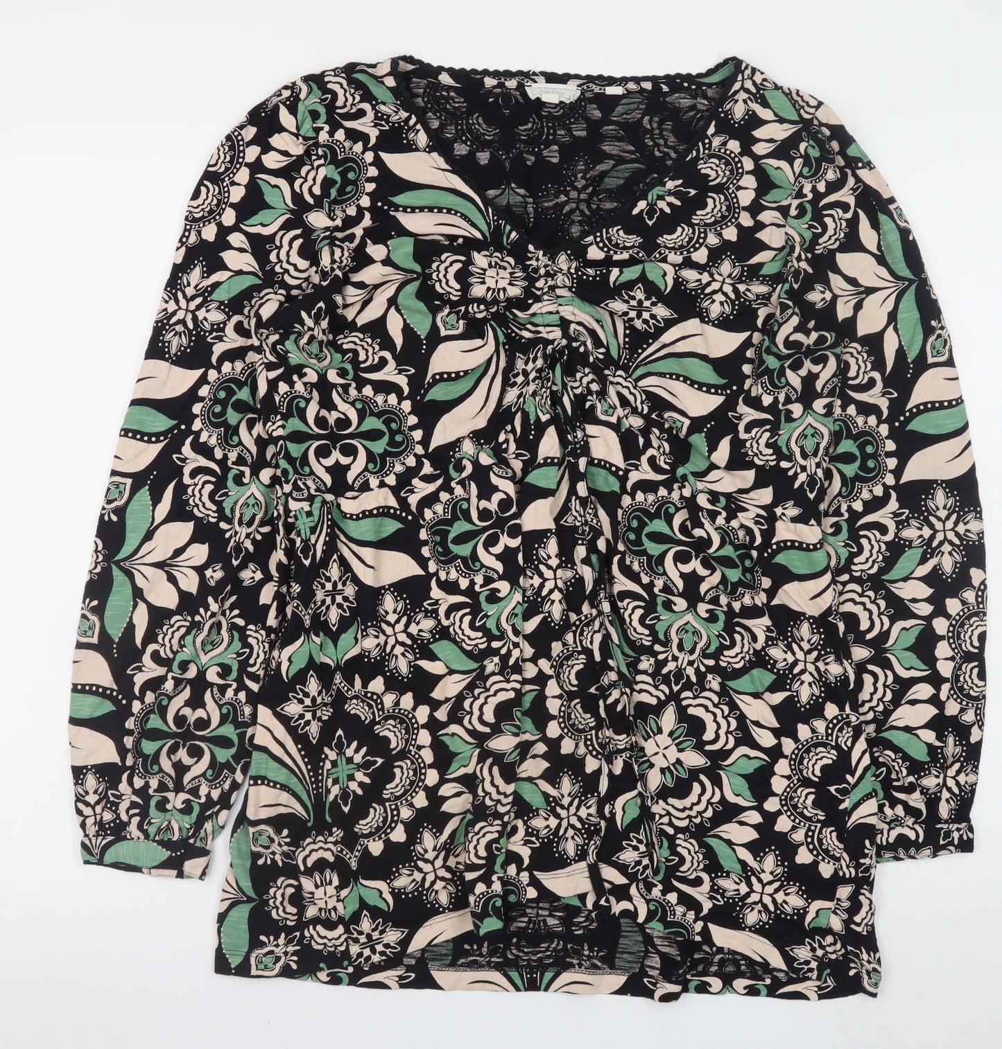 Fat Face Women’s Multicoloured Floral Tunic Blouse UK 18 V-Neck Lightweight