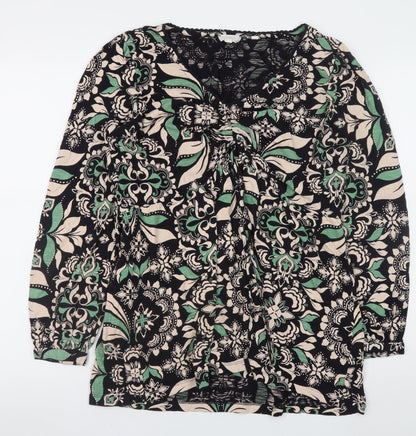 Fat Face Women’s Multicoloured Floral Tunic Blouse UK 18 V-Neck Lightweight