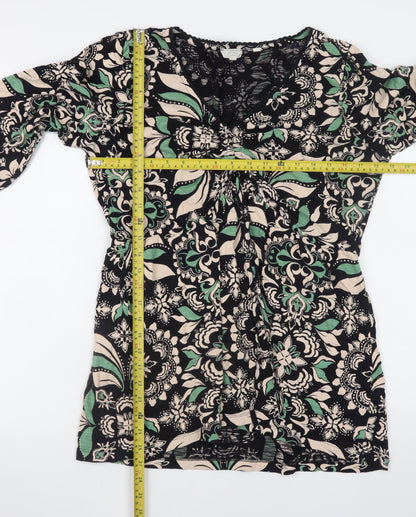Fat Face Women’s Multicoloured Floral Tunic Blouse UK 18 V-Neck Lightweight