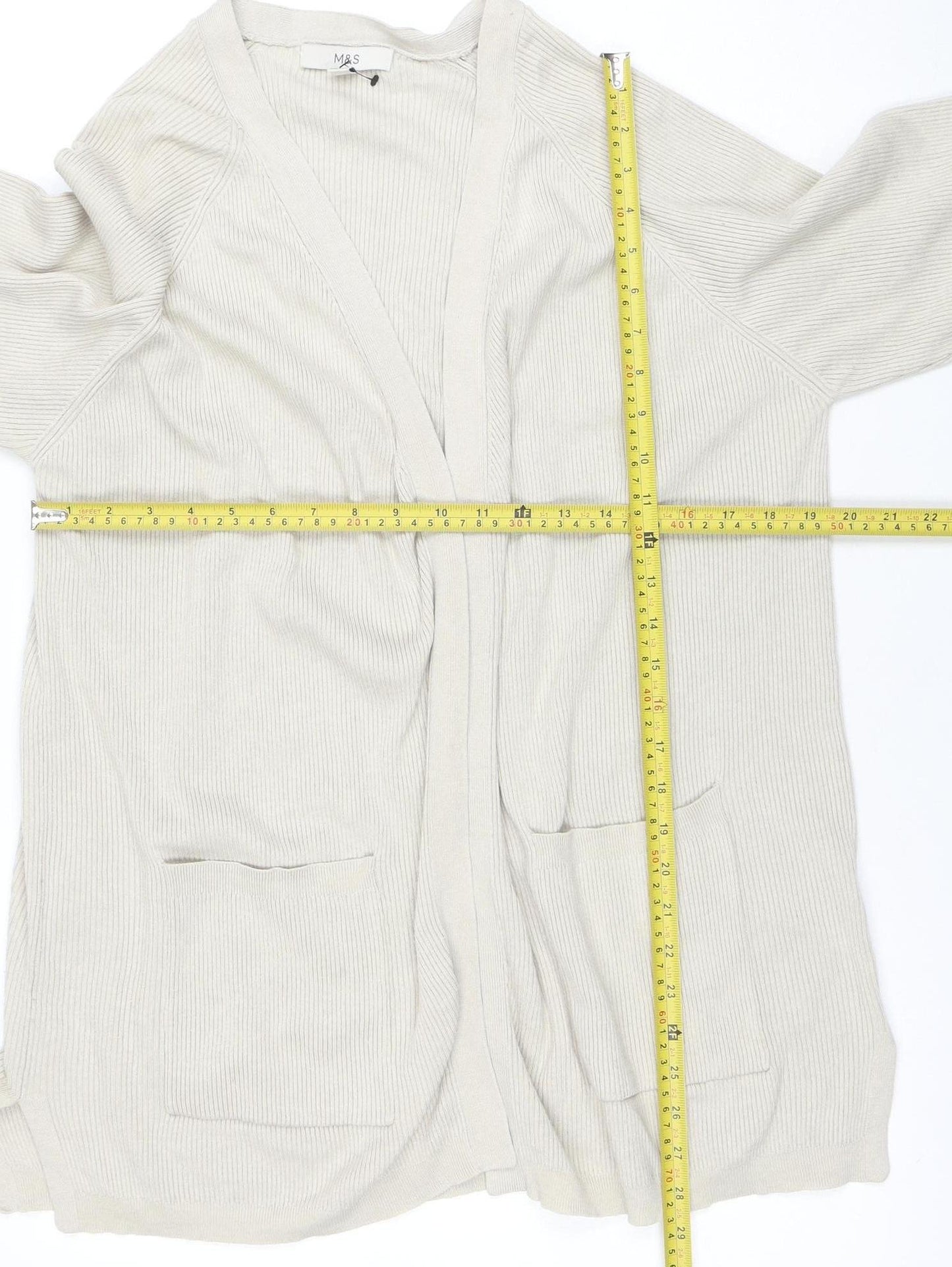 Womens UK Size XL Marks and Spencer Beige Cardigan Jumper