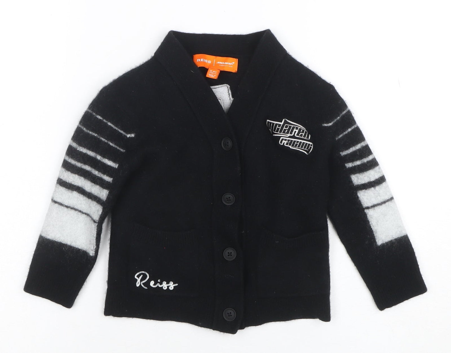 Boys UK Size 5-6 Years Reiss Black Cardigan Jumper